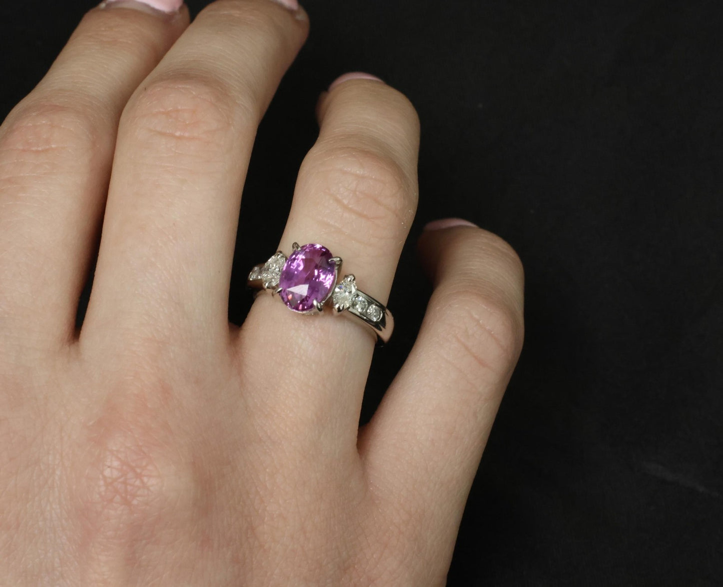 2.91ct Oval Pink Sapphire & Diamond Ring — GIA Certified, Platinum