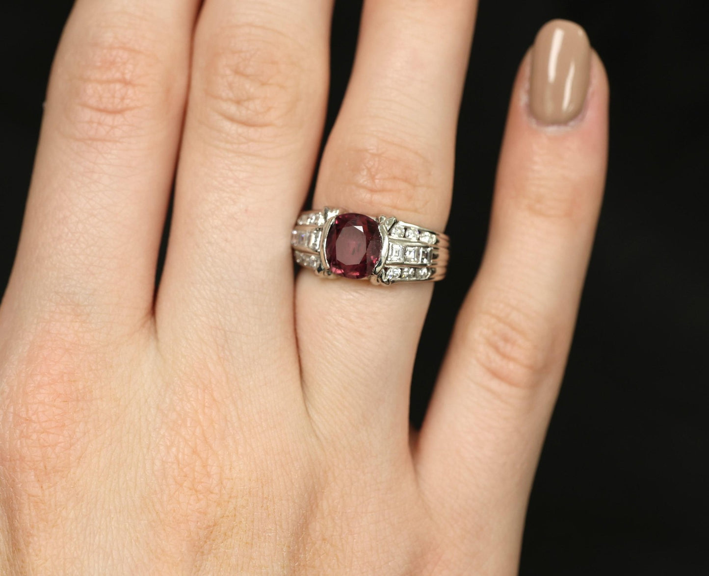 3.04ct Cushion Cut Ruby & Diamond Ring — GIA Certified, Platinum