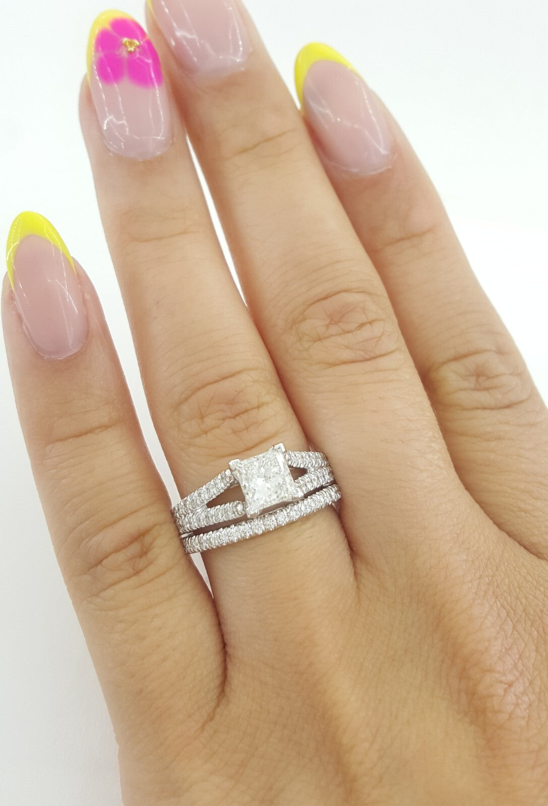 1.00ct Square Modified Brilliant Diamond Engagement Ring — GIA Certified, 14k White Gold