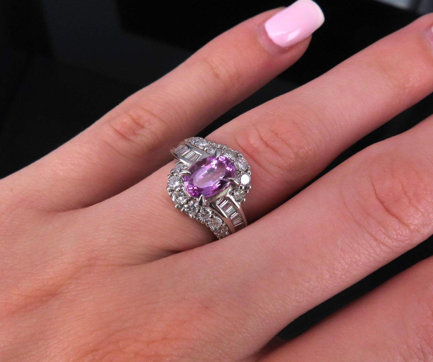 2.02ct Oval Pink Sapphire & 1.00ct Diamond Ring — GIA Certified, Platinum