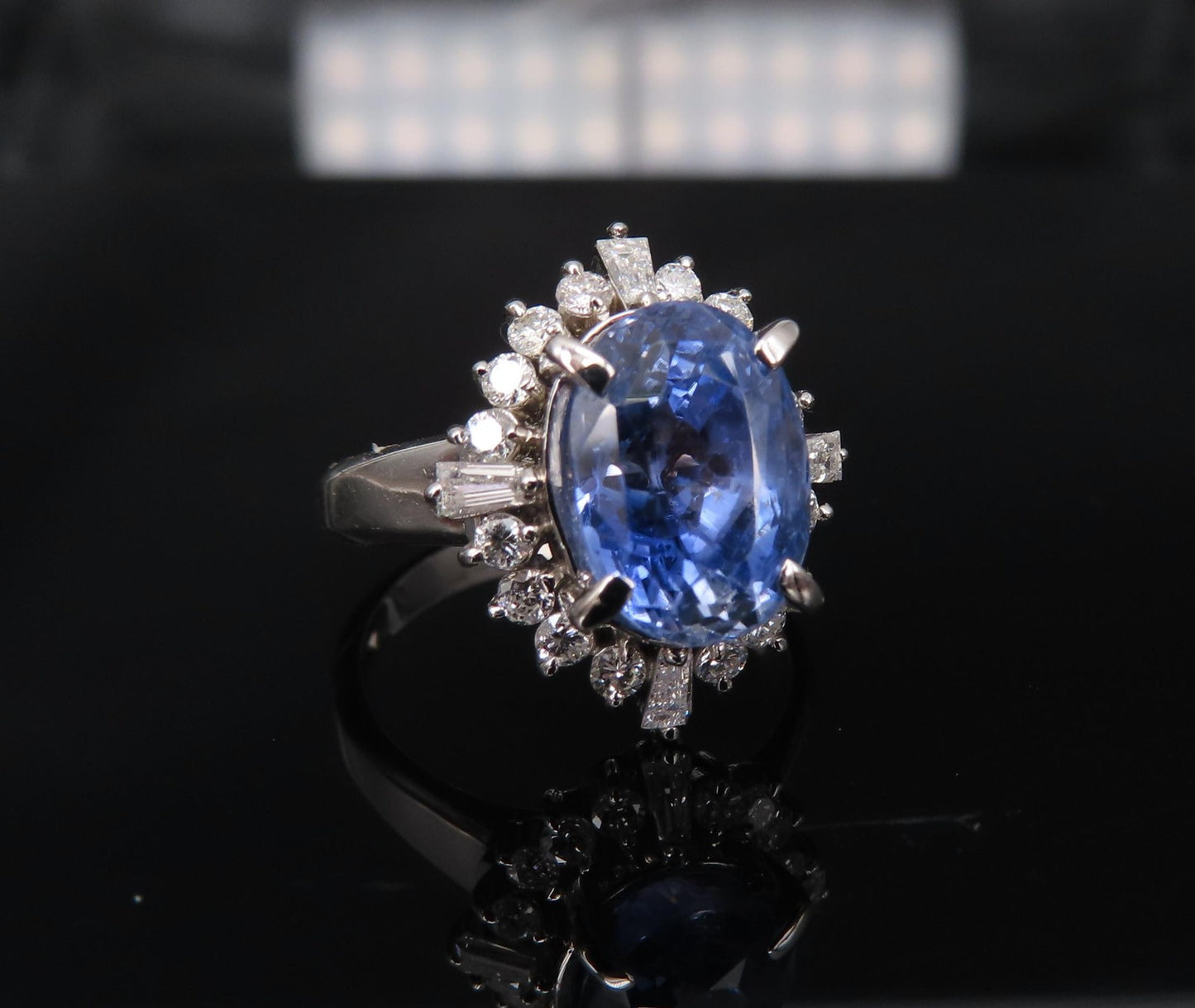 3.98ct Oval Ceylon Sapphire & Diamond Ring — GIA Certified, Platinum