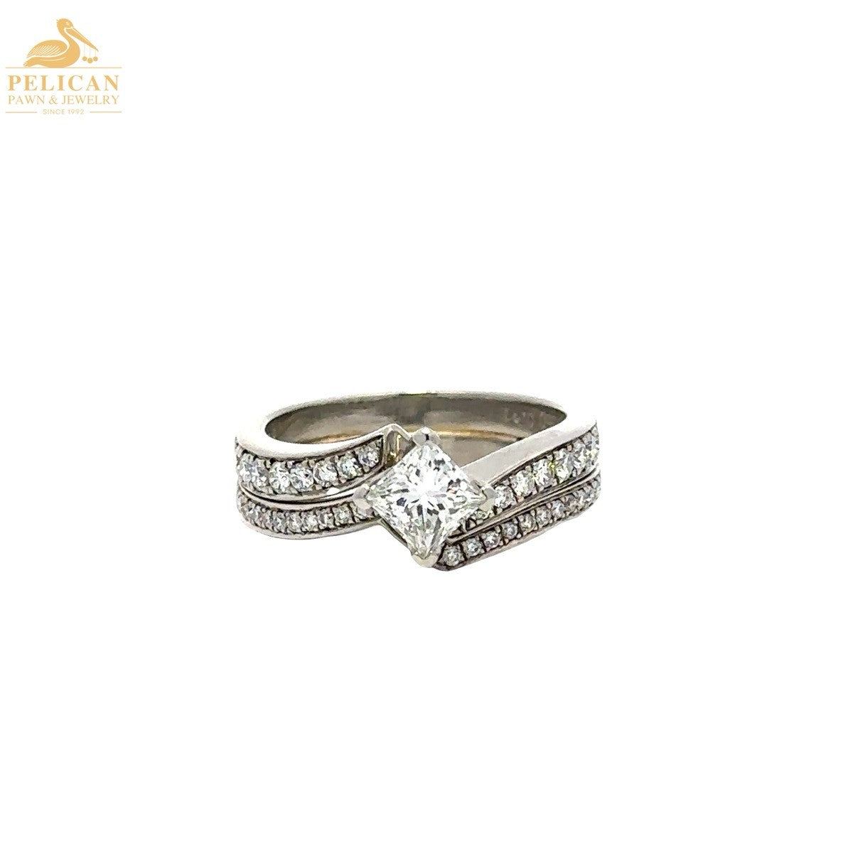 0.70ct Square Modified Brilliant Diamond Bypass Ring — GIA Certified, Platinum