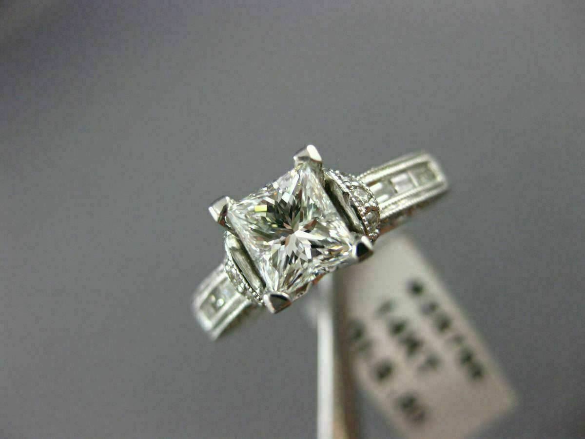 1.71ct Princess Diamond Milgrain Engagement Ring — GIA Certified, 14k White Gold