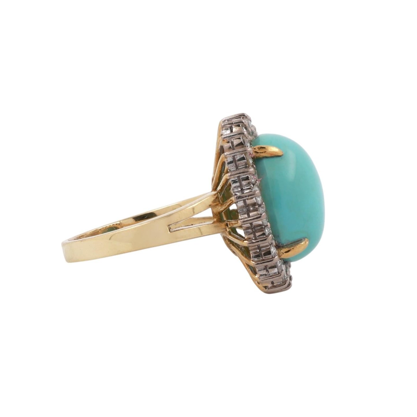 7.25ct Oval Turquoise Halo Diamond Ring — GIA Certified, 18k Two-Tone Gold