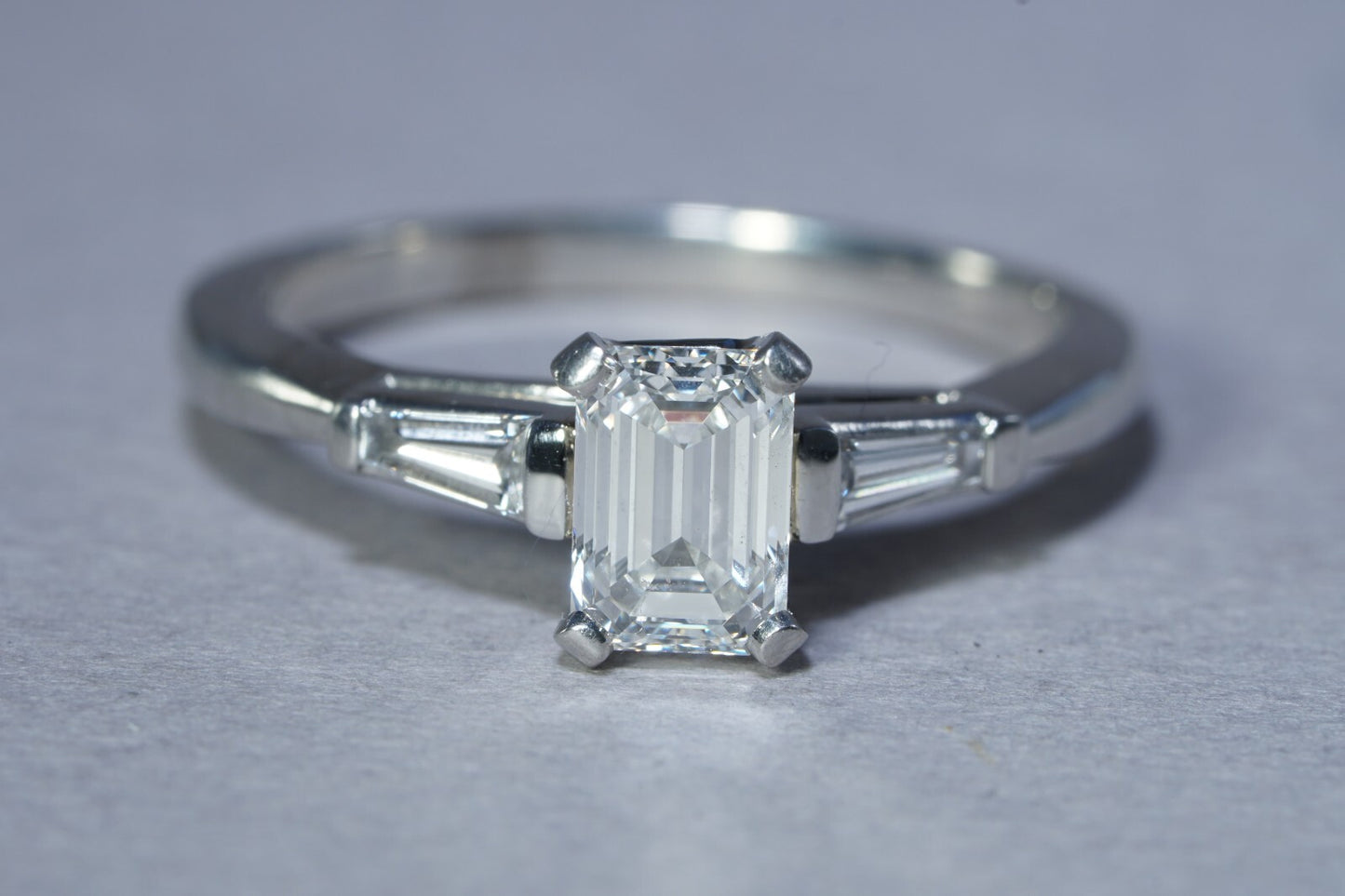 1.21ct Emerald Cut Diamond Three-Stone Ring — GIA Certified, 950 Platinum