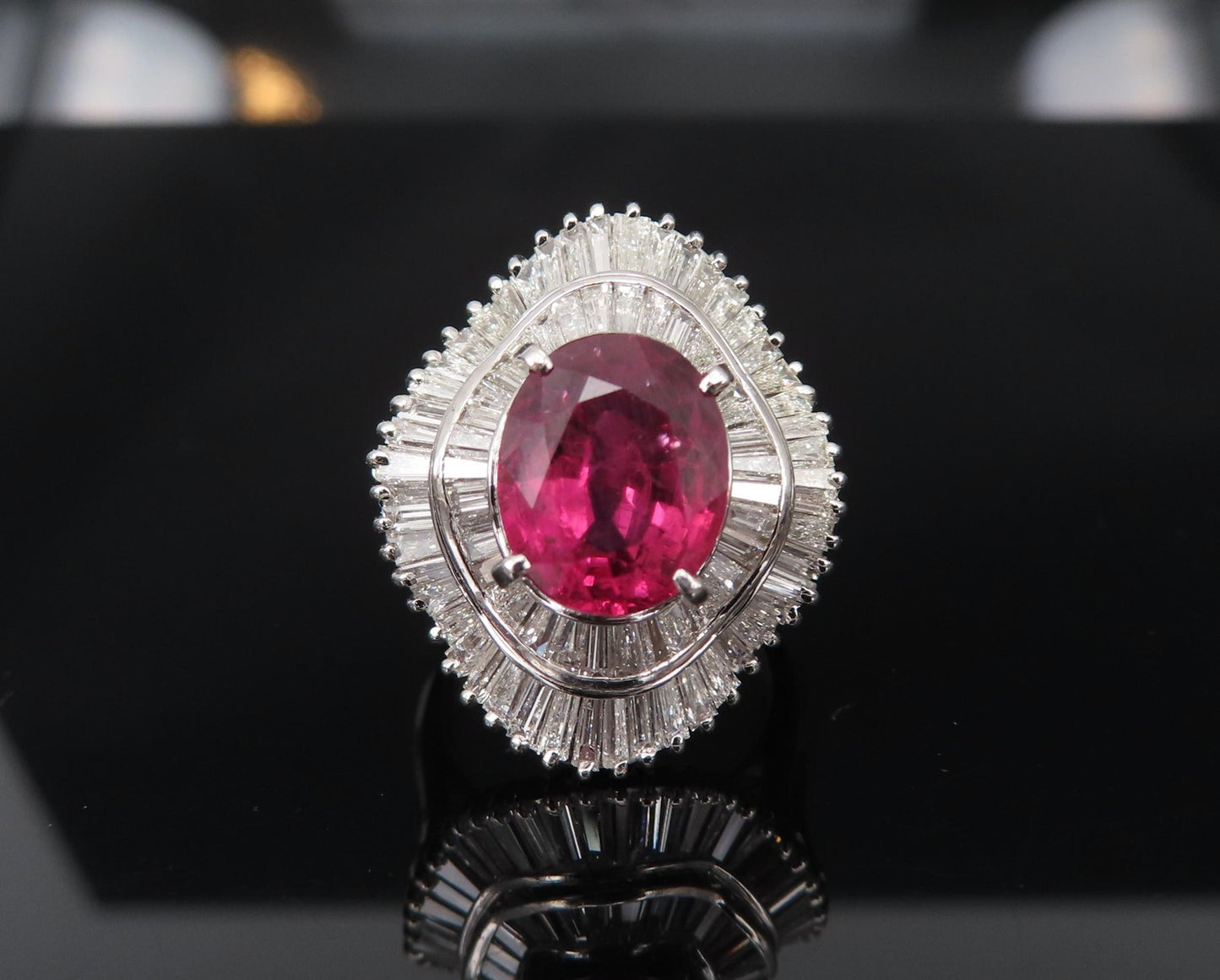 3.04ct Oval Ruby & 1.64ct Diamond Ring — GIA Certified, Platinum
