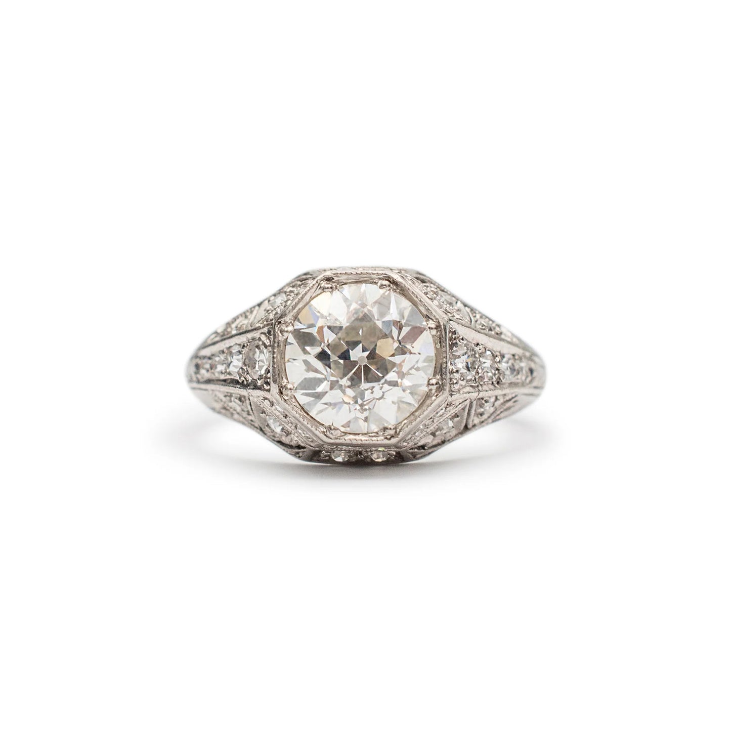 1.71ct Princess Diamond Milgrain Engagement Ring — GIA Certified, 14k White Gold