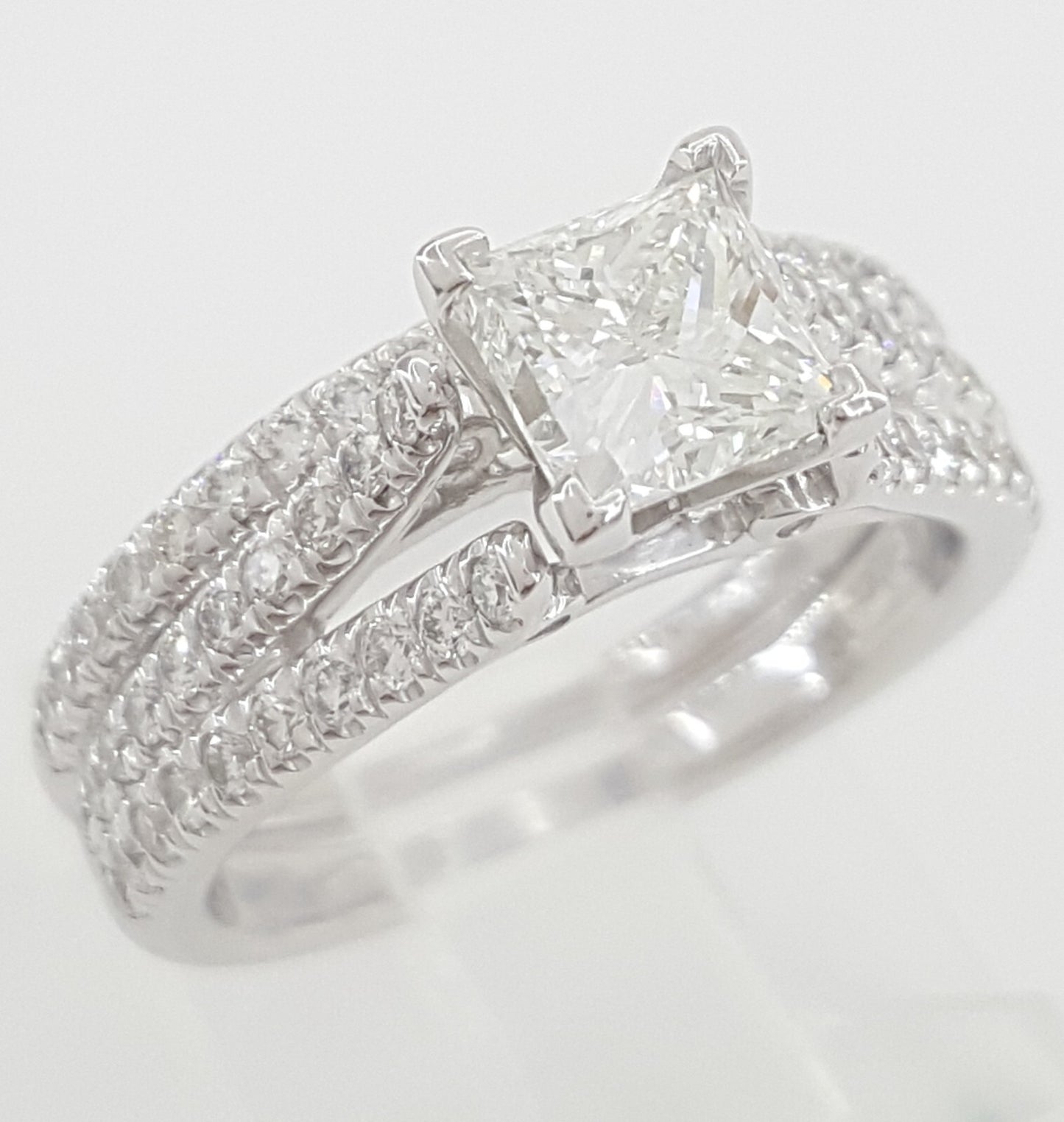 1.00ct Square Modified Brilliant Diamond Engagement Ring — GIA Certified, 14k White Gold
