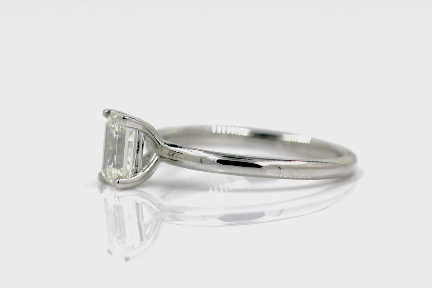 0.90ct Emerald Cut Diamond Engagement Ring — GIA Certified, 14k White Gold