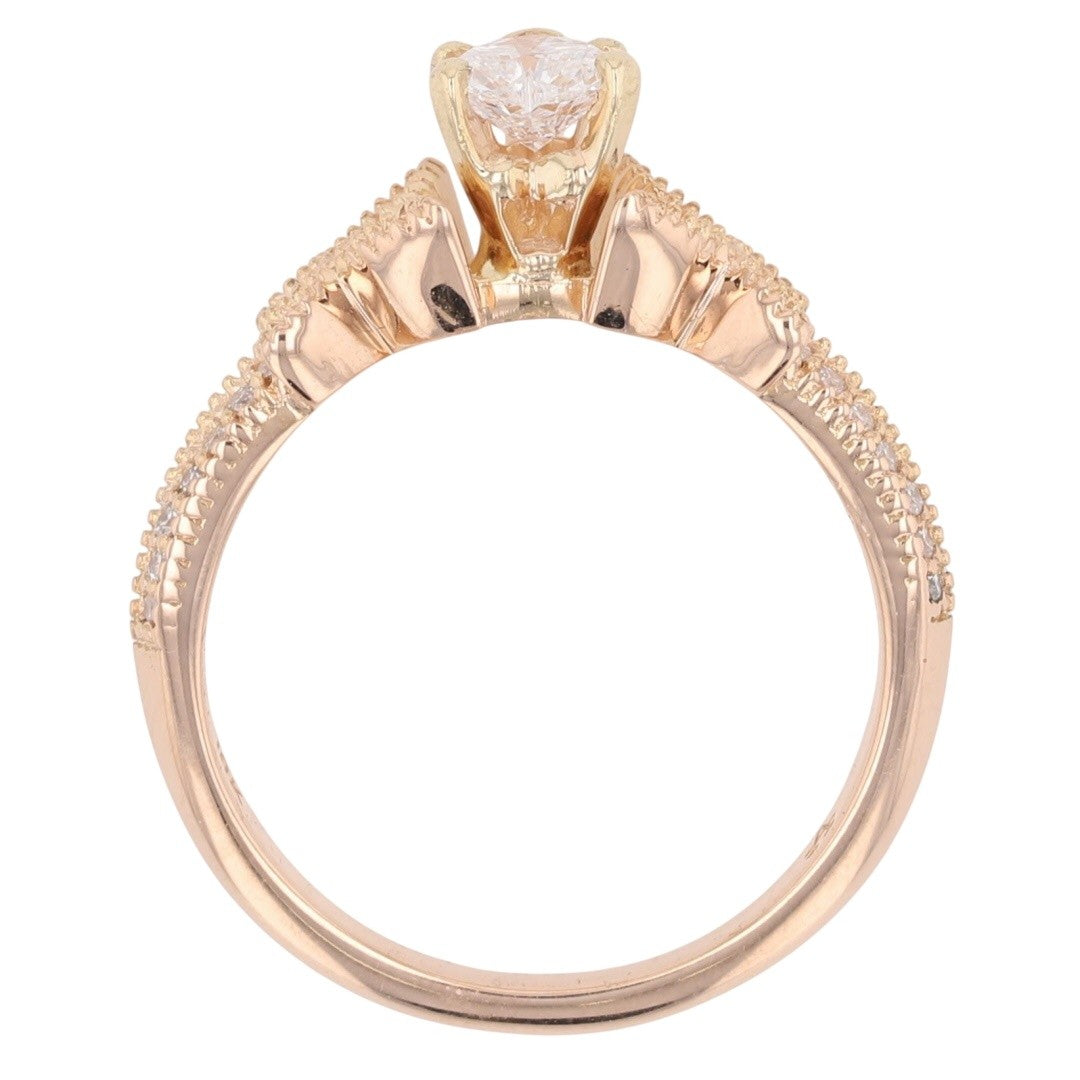 0.45ct Heart Diamond Engagement Ring with Accents — GIA Certified, 18k Rose Gold