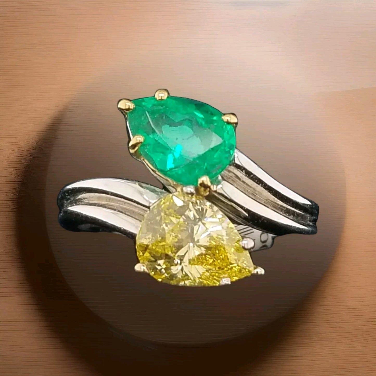 1.44ct Pear Brilliant Fancy Vivid Yellow Diamond Ring — GIA Certified, Platinum