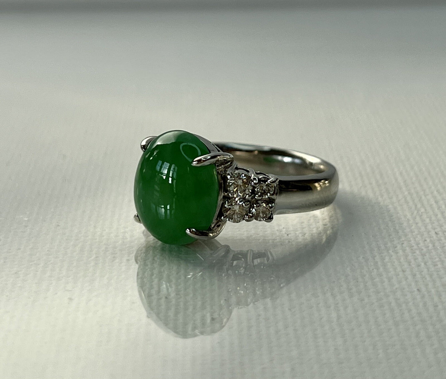 0.55ct Diamond & Jade Jadeite Ring — GIA Certified, Platinum 900