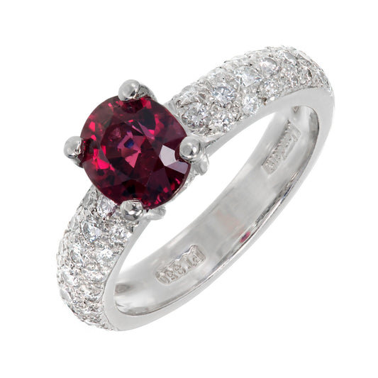 1.59ct Oval Red Spinel Diamond Ring — GIA Certified, Platinum