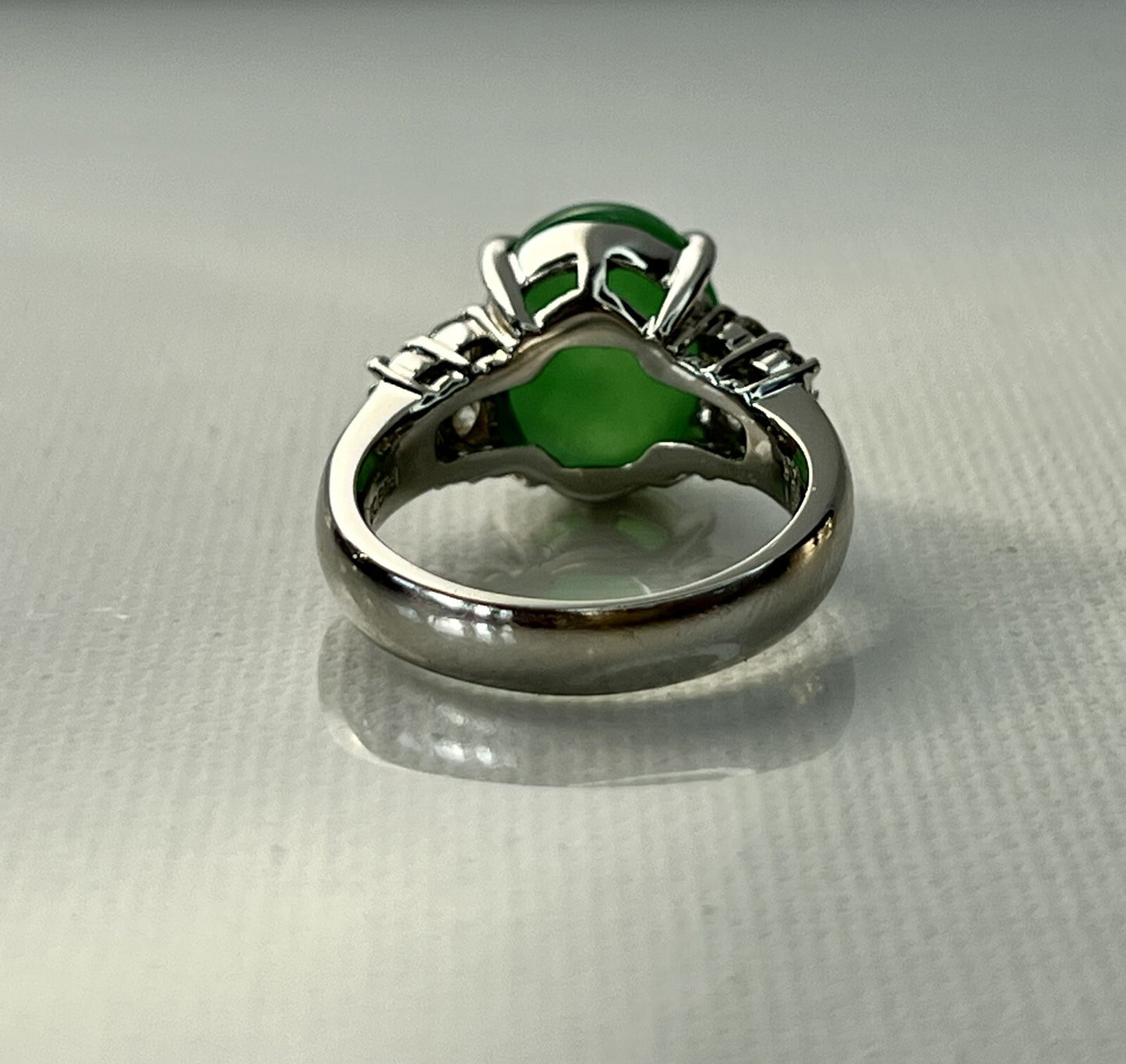 0.55ct Diamond & Jade Jadeite Ring — GIA Certified, Platinum 900
