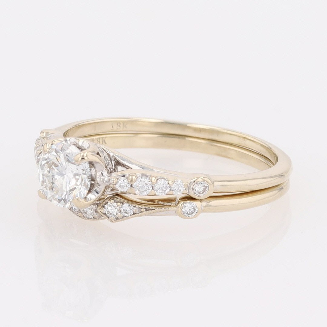 0.50ct Round Brilliant Diamond Solitaire with Accents Ring — GIA Certified, 18k White Gold