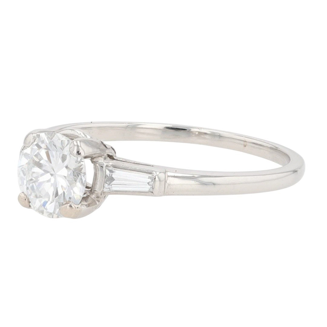 0.98ct Round Brilliant Diamond Solitaire with Accents Ring — GIA Certified, Platinum