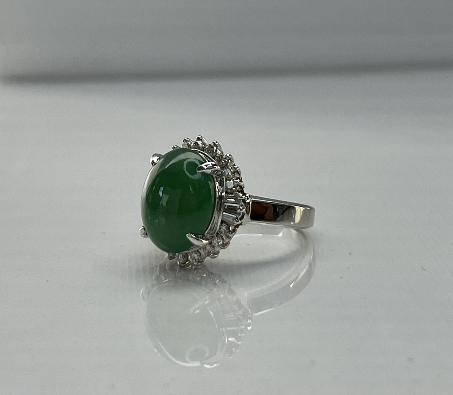 0.46ct Diamond & Jade Jadeite Ring — GIA Certified, Platinum 900