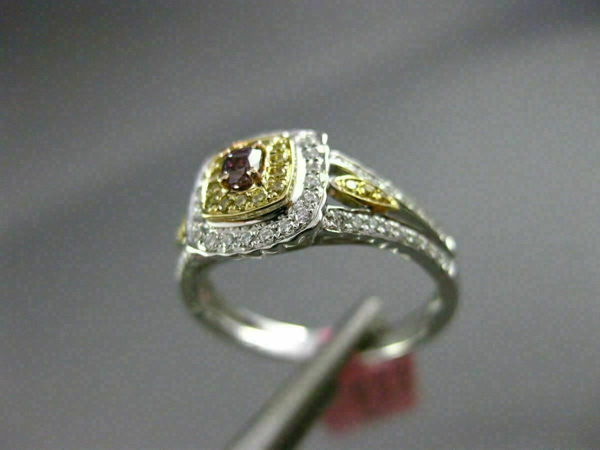 0.44ct Fancy Deep Pink-Purple Diamond 3D Square Halo Ring — GIA Certified, 18k Tri-Color Gold