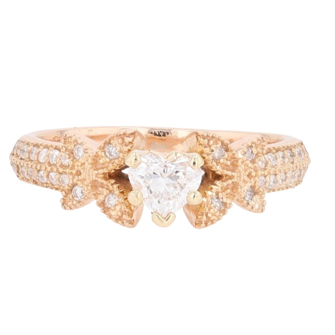 0.45ct Heart Diamond Engagement Ring with Accents — GIA Certified, 18k Rose Gold