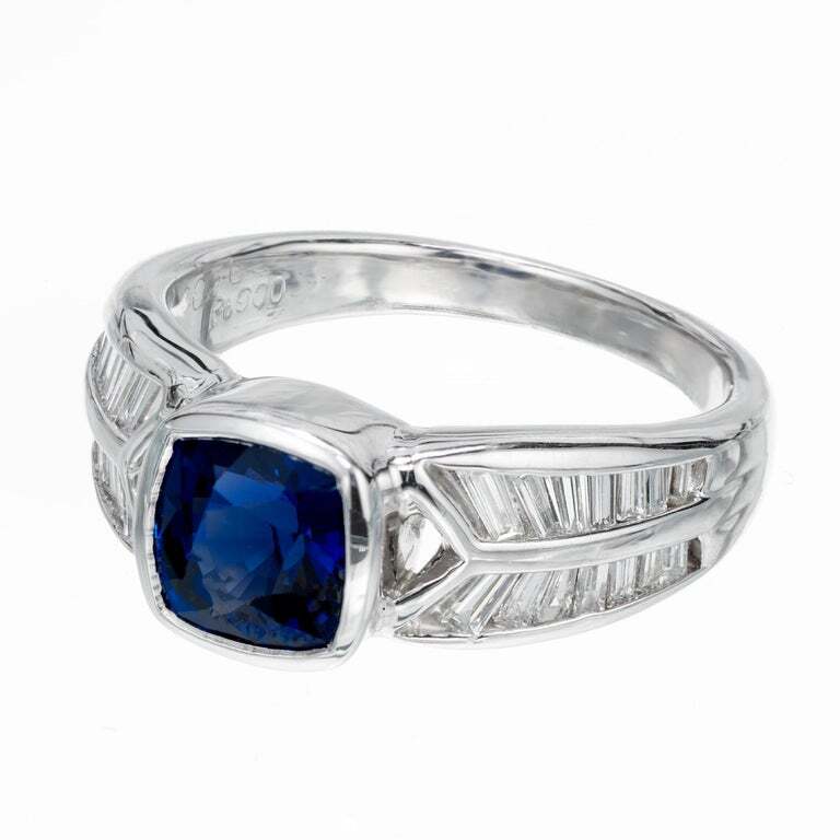 1.43ct Old European Cut Diamond Art Deco Ring — GIA Certified, Platinum with Sapphires