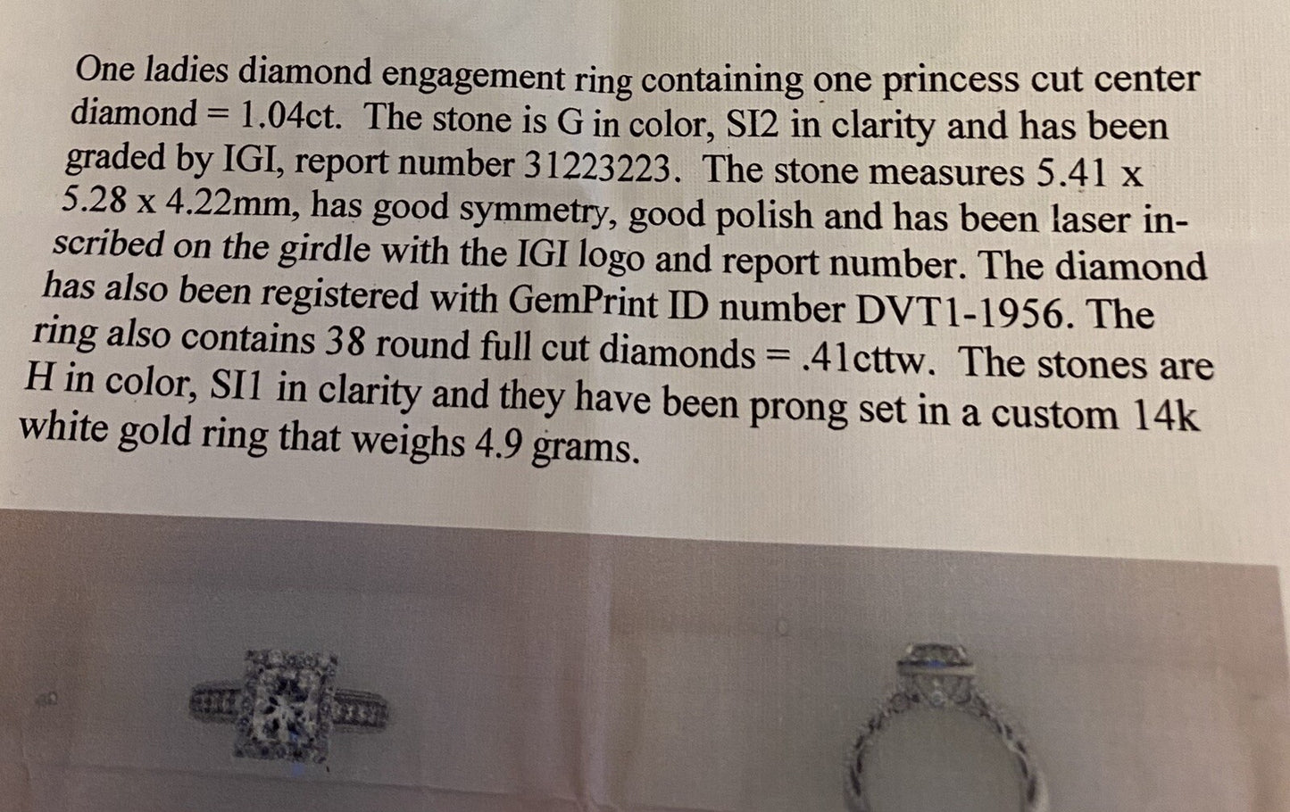 1.7ct Princess Cut Diamond Wedding Set — GIA Certified, 14k White Gold