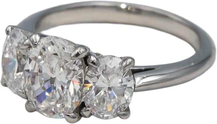 1.19ct Oval Brilliant Diamond Three-Stone Engagement Ring — GIA Certified, Platinum