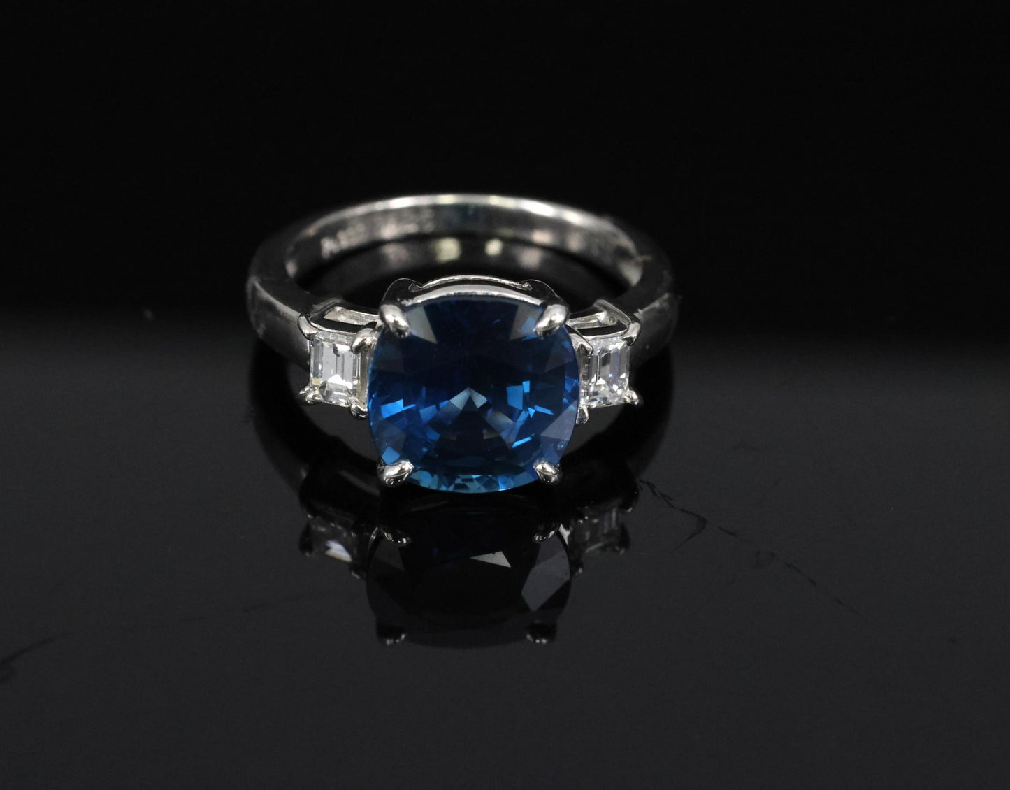 3.87ct Cushion Cut Blue Sapphire Diamond Ring — GIA Certified, Platinum