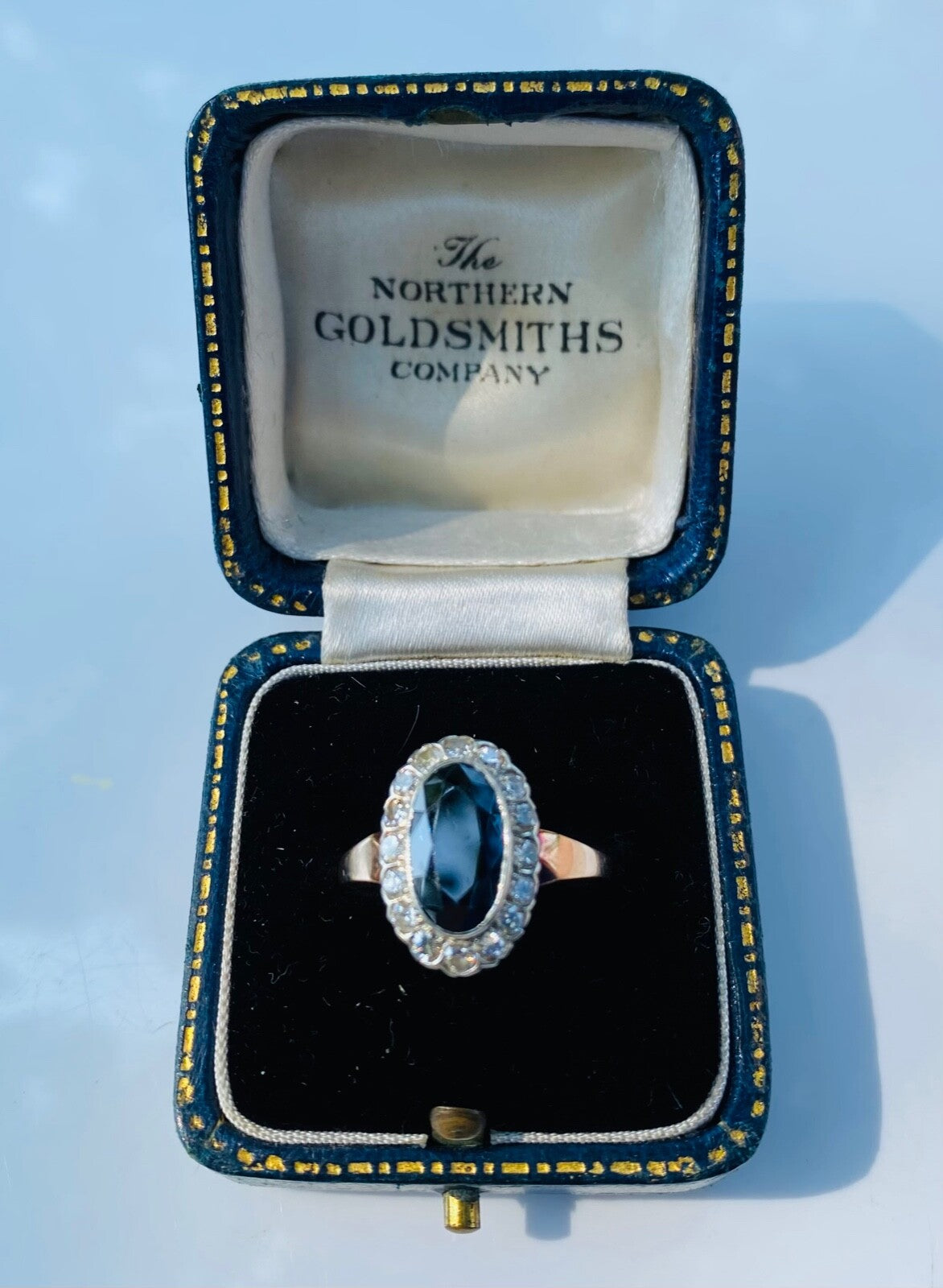 3.10ct Oval Sapphire Diamond Cluster Ring — GIA Certified, 14k White Gold