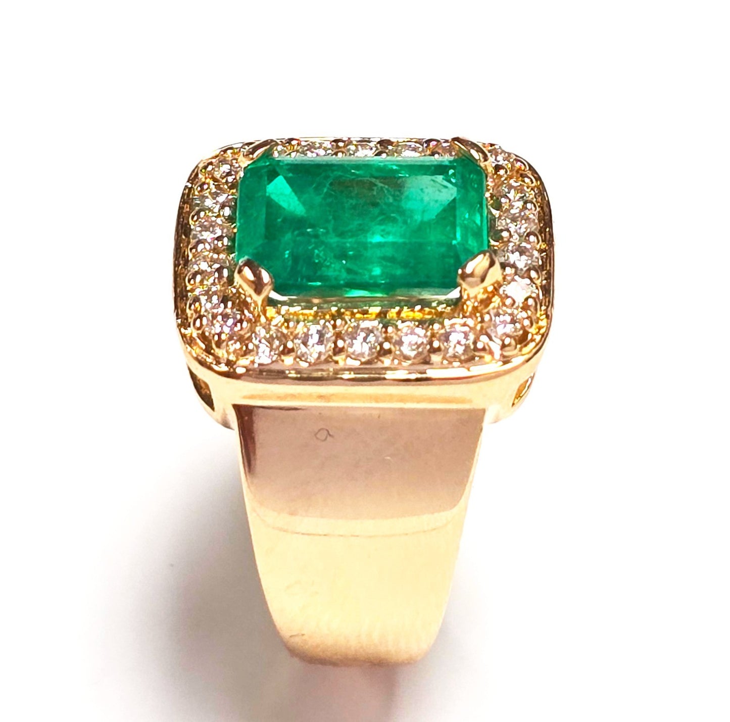3.09ct Emerald Cut Colombian Emerald & Diamond Ring — GIA Certified, 14k Yellow Gold