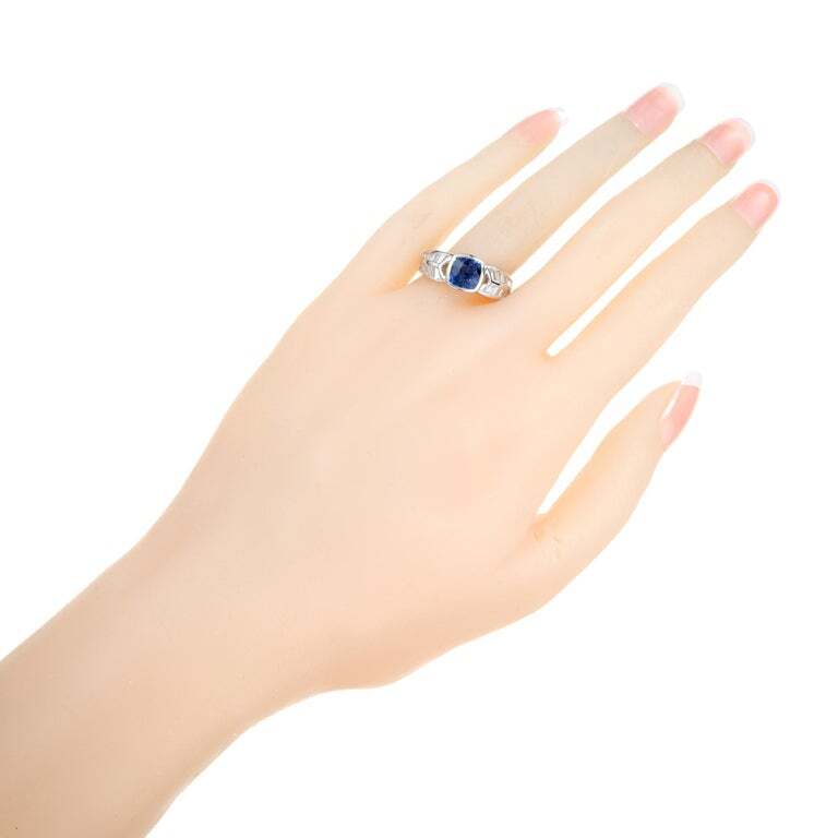 1.43ct Old European Cut Diamond Art Deco Ring — GIA Certified, Platinum with Sapphires