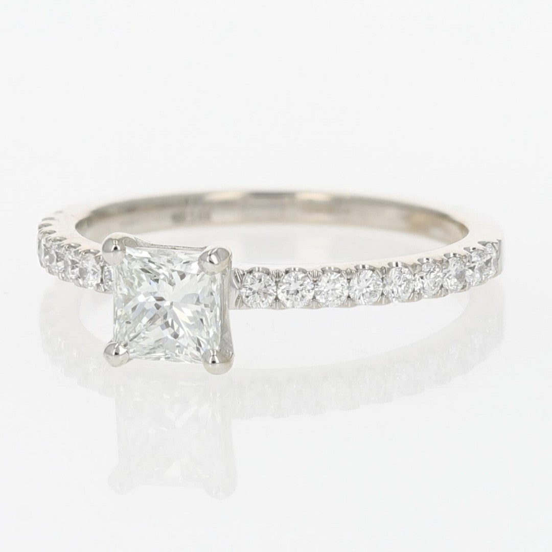 0.94ct Princess Diamond Solitaire Engagement Ring — GIA Certified, 14k White Gold