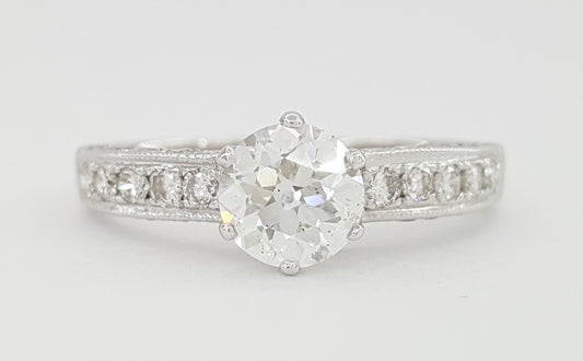 0.91ct Old European Brilliant Diamond Solitaire Ring — GIA Certified, 14k White Gold
