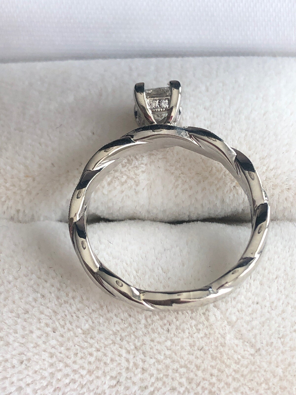 0.43ct Rectangular Modified Brilliant Diamond Engagement Ring — GIA Certified, 14k White Gold
