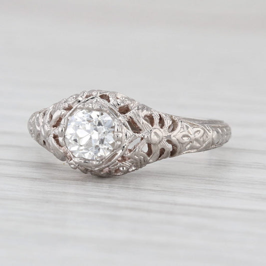 0.47ct Round Brilliant Diamond Halo Engagement Ring — GIA Certified, 14k White Gold
