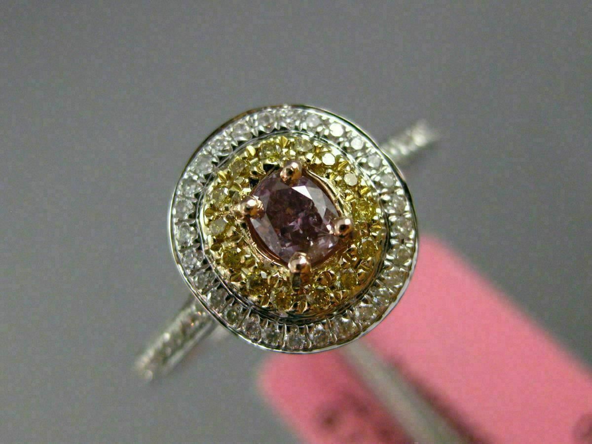 0.43ct Oval Diamond Double Halo Filigree Ring — GIA Certified, 18k Tri-Color Gold