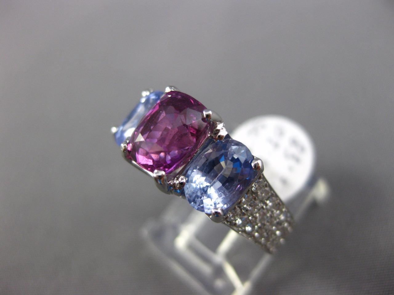 5.63ct Diamond & Sapphire Three Stone Ring — GIA Certified, 18k White Gold