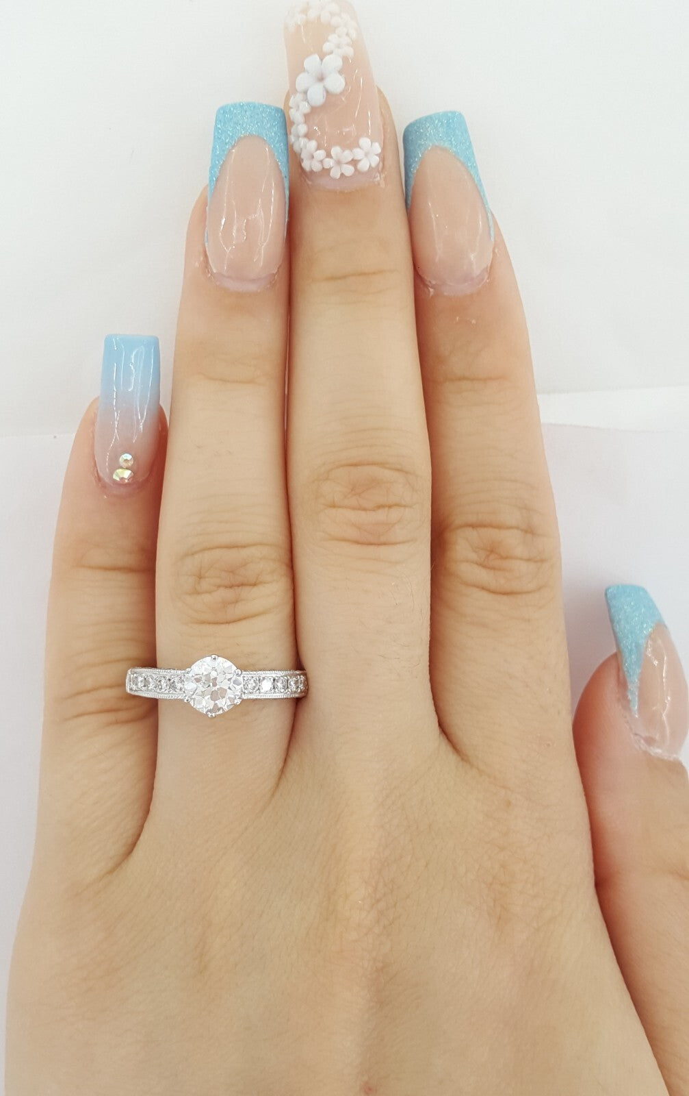 0.91ct Old European Brilliant Diamond Solitaire Ring — GIA Certified, 14k White Gold