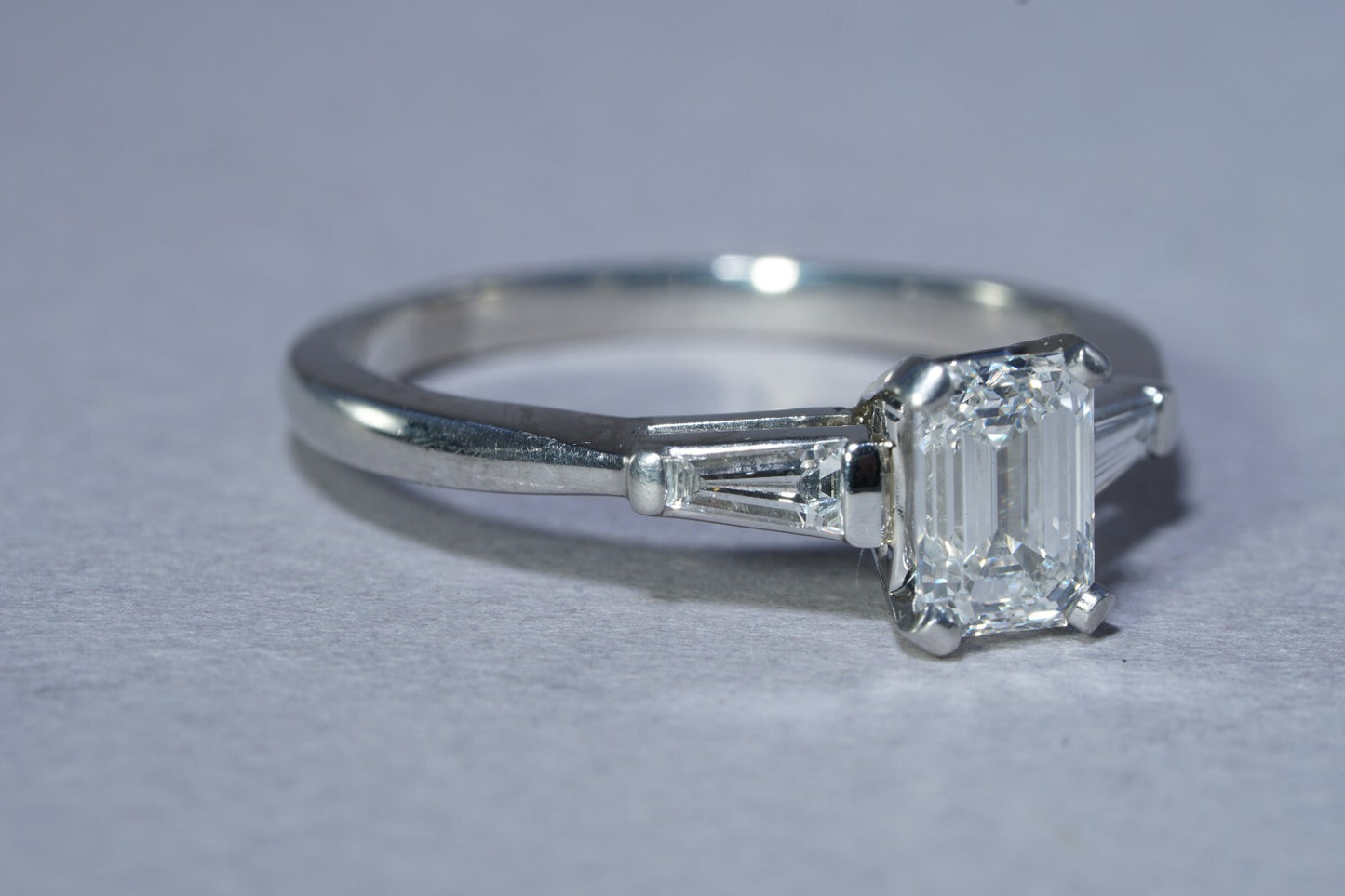1.21ct Emerald Cut Diamond Three-Stone Ring — GIA Certified, 950 Platinum